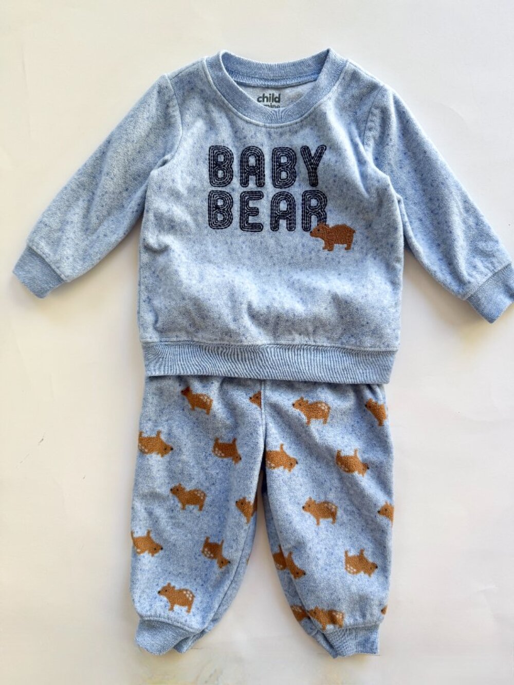 Child of Mine Baby Bear Fleece 2pc Set Blue 6-9M